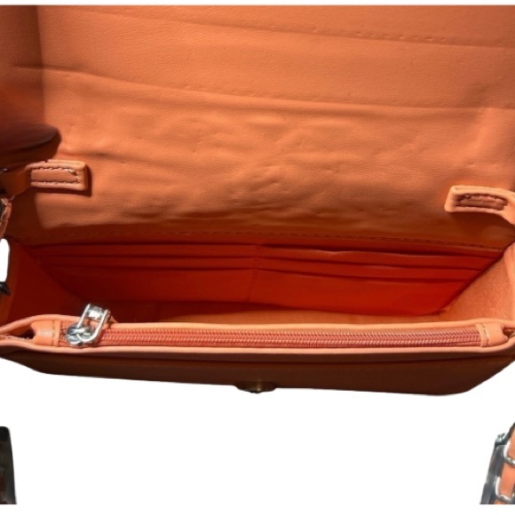 Badgley Mischka Diamond Quilted Crossbody Bag W/ Pearls Coral - Picture 8 of 8